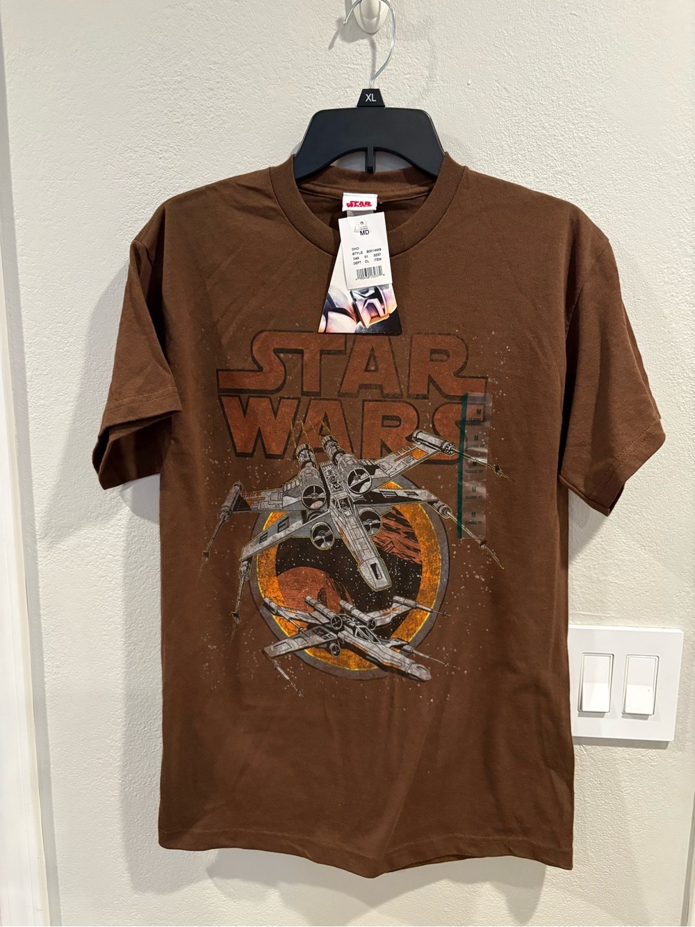 Vintage Y2K Star Wars X-Wing Brown T-Shirt Lucas Film Unisex Size M New With Tag